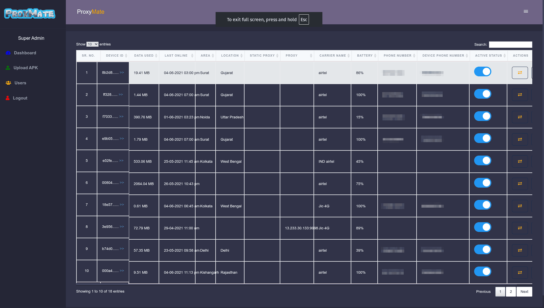 Mobile Rotating Proxy Server